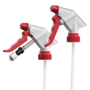 bar5f 2pk replacement trigger sprayers for 16oz, 24oz or 32oz bottles, water and chemical resistant (2-pack, spm-series (red))