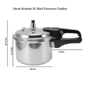 AUNMAS Stovetop Aluminum Pressure Cooker, 18cm Bottom 3L Mini Pressure Cooker Pressure Cooker for Canning Stove Top Fast Cooking