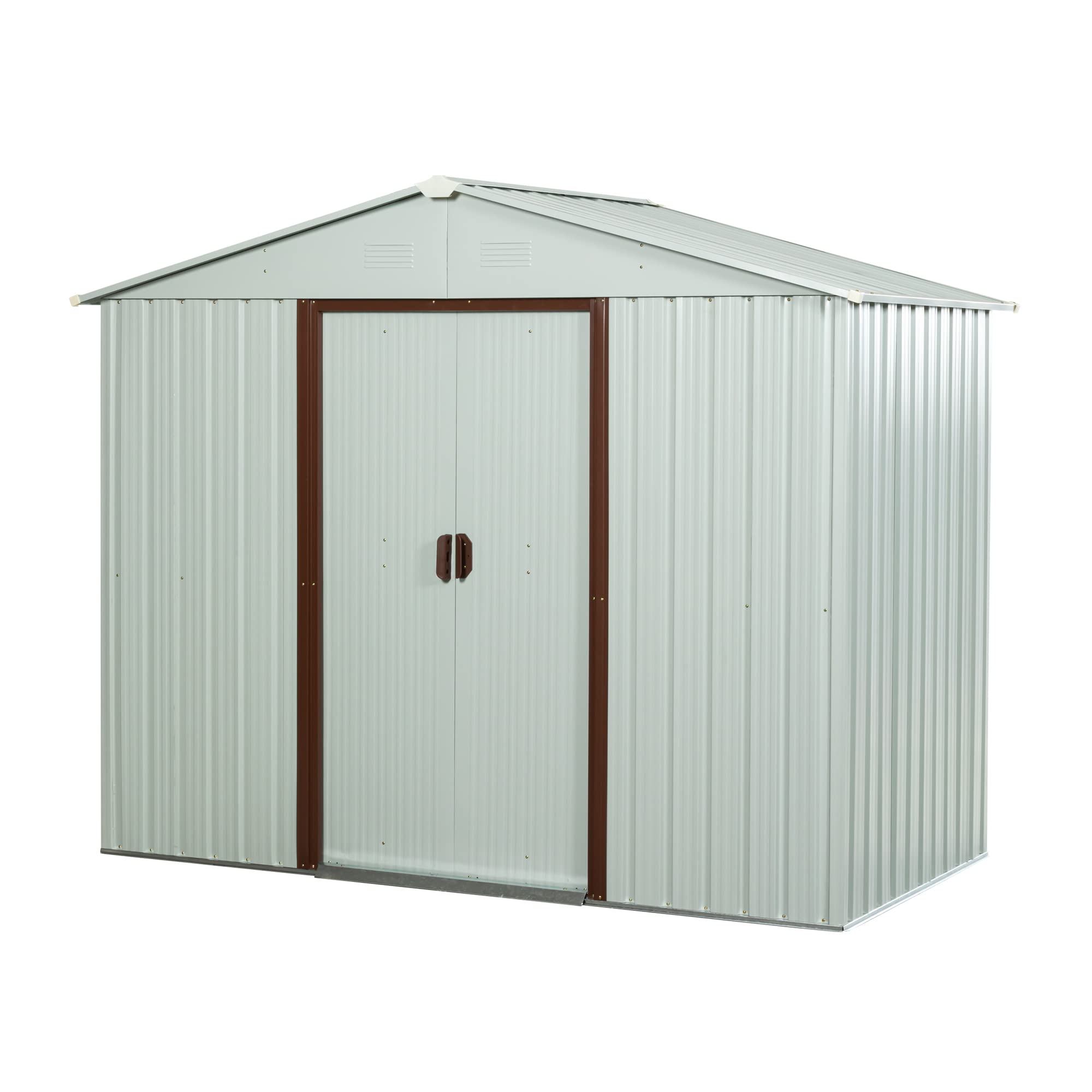 SKYXIU Outdoor Storage Shed Waterproof,Metal Garden Shed for Bike,Trash Can, Machine,Galvanized Steel Outdoor Storage Cabinet,Outdoor Metal Shed for Backyard, Patio(8ft x 4ft)