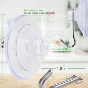 TUGEUNYU 15 Pack Suction Cup Hooks,Thicken Transparent Reusable Suction Cups for Glass/Kitchen/Bathroom/Shower Wall/Window/Door,Holds up to 4 lbs (Iron Hook-B)