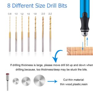 3-Speed Cordless Mini Drill Pen With 8 Small Drill Bits,Rechargeable Electric Hand Drill Pin Vise,Resin Drill Set For Jewelry Making,Resin,Plastic,Wood,Keychains DIY (BLUE)