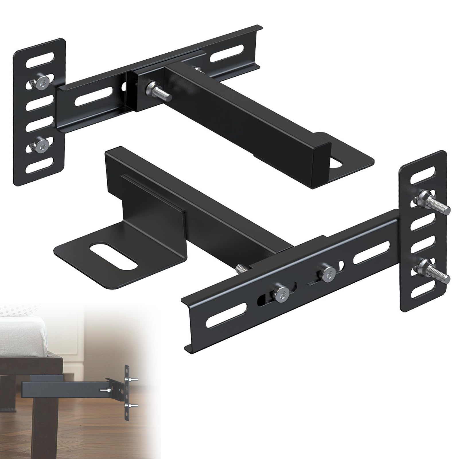 Ruiru Bro Headboard Brackets,Headboard Brackets for Adjustable Bed Base,Universal Headboard Brackets,Black Headboard Attachment Kit for Twin/King/Queen/Full Size Bed Frame