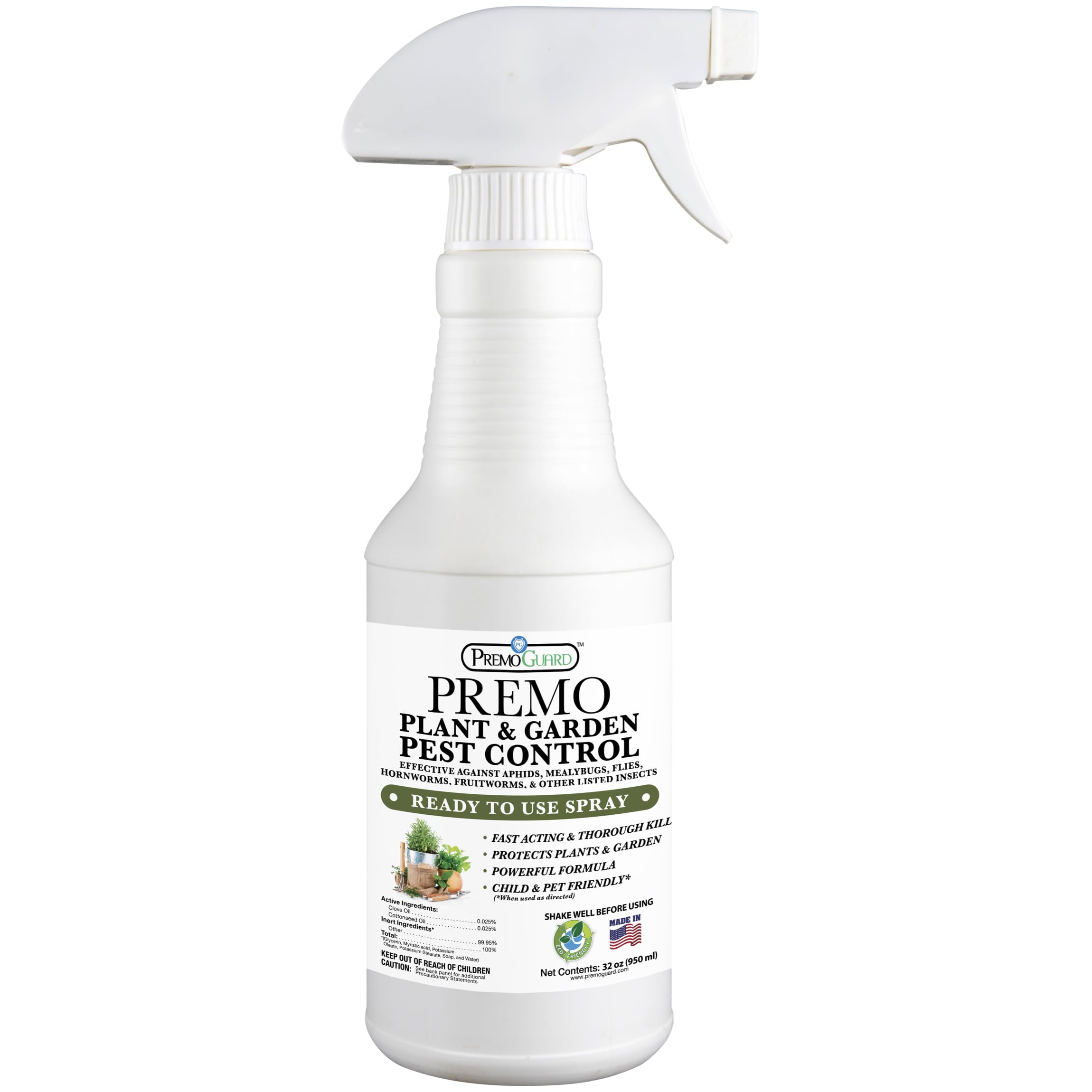 Plant & Garden Pest Control by Premo Guard - 32 oz - Insect & Disease Control for Organic Gardening - Effective Natural Plant Based Formula for Inside & Outside Plants