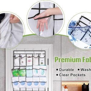 MISSLO 35 Clear Large Pockets Over The Door Shoe Organizer Sturdy Oxford Fabric Hanging Shoe Rack Closet Shoe Holder Hanger, White