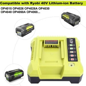 Kotoate Replacement for Ryobi 40V Battery Charger, OP401 Charger Compatible with Ryobi 40V Lithium Battery OP4040 OP4050 OP4050A OP40601 OP4026 OP4015 OP4030 Fast Charger