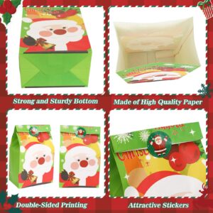 FEBSNOW Christmas Gift Bags 40Pack Christmas Goody bags with Stickers,Christmas Candy Treat Bags for Kids Xmas Cookies Goodies Wrapping Bags Craft Paper Bags for Christmas Party Favors Supplies