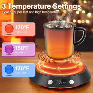 Kepwam Coffee Mug Warmer - 55W Electric Coffee Warmer for Desk 3 Temp Settings & 2-9 Timer Smart Cup Warmer for Desk Candle Warmer Plate with LED Lights Beverage Tea Milk Warmer for Home & Office