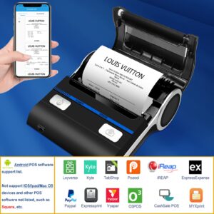 Bagana Thermal Receipt Printer Bluetooth Portable 80mm POS Printer for Small Business Compatible with Android and Windows