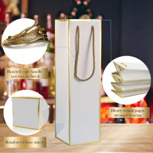 Miraclekoo Wine Gift Bag for Wine Bottles, 4 Pcs Luxury Wine Bottle Gift Bags, 4"x4"x13.8" Whiskey/Liquor Wine Bottle Bags For Gifts,Gold Foil White Wine Bags with Handles