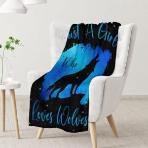 Wolf Blanket Gifts - 40"x50" Cute Throw Blanket for Girls - Black Soft Fuzzy Blankets for Bed, Couch & Living Room