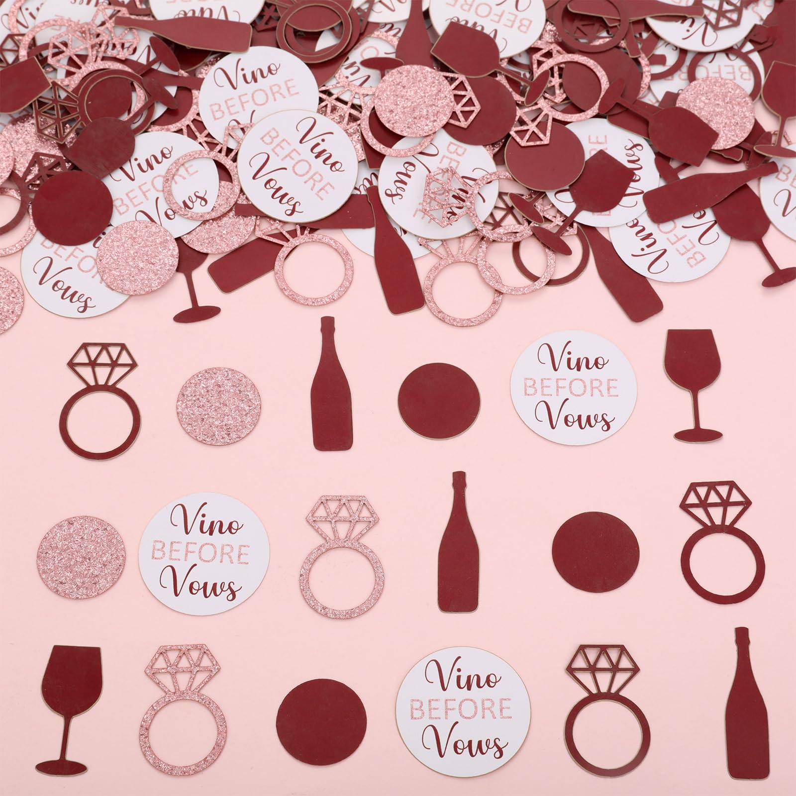 Wonmelody Wine Bachelorette Table Decoration Wine Theme Bachelorette Party Decorations with Vino Before Vows Confetti Wine Bottle Diamond Ring Confetti for Burgundy Engagement Bridal Shower Wedding