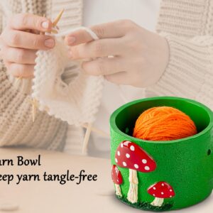 Mushroom Yarn Bowl for Crocheting Green Crochet Bowls for Yarn Red Docor Crochet Bowl Knitting Bowl