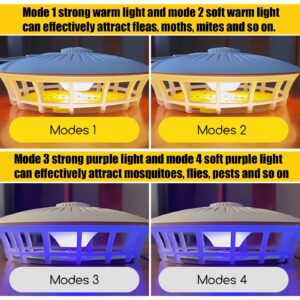 2 Pack Flea Traps for Inside Your Home with 10 Sticky Refill Discs & 4 LED Light Modes Flea Light Trap for Indoor, Harmless & Friendly to Pets & Kids Pest Trapper for Fleas, Flies, Mosquitoes, Moths