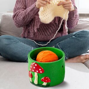 Mushroom Yarn Bowl for Crocheting Green Crochet Bowls for Yarn Red Docor Crochet Bowl Knitting Bowl