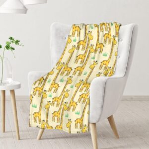 Giraffe Blanket Gift - 40 x 50 Inches Cute Throw Blanket for Kids, Boys & Girls - Yellow Soft Fuzzy Funny Animals Blankets for Bed, Couch & Travel