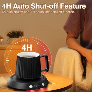 Kepwam Coffee Mug Warmer - 55W Electric Coffee Warmer for Desk 3 Temp Settings & 2-9 Timer Smart Cup Warmer for Desk Candle Warmer Plate with LED Lights Beverage Tea Milk Warmer for Home & Office