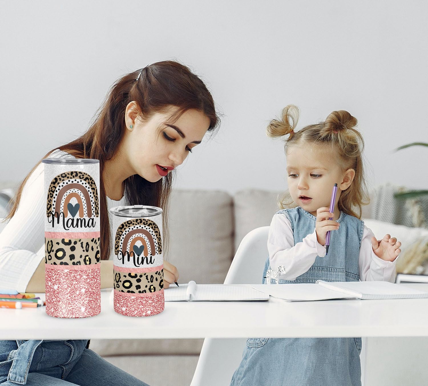 Cosictic Mama And Mini Skinny Tumbler Set For Mom And Kids, Mother's Day Gift For Mom New Mom Mom To Be