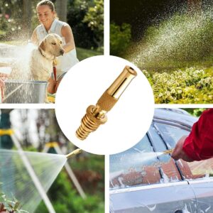 Khanjan Adjustable Spray Nozzle - 2-in-1 Brass Water Jet Spray Gun Nozzle with Clamps for Effortless Garden Watering, Car Washing, and House Cleaning - Universal Fit for ¾” and ½” Hoses