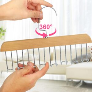 Xbaiyanr 2Pcs Anti Slip Multi Hook Coat Racks,Bra Hangers for Closet Organizer with 8 Hooks 360 °Swivel Belt Hanger for Closet for Belt, Tie, Tank Top, Bra, Scarf (Beige)