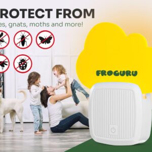 FROGURU Plug in Fly Trap Indoor with 14 Sticky Refills (2-Pack) - Easy to Use Odorless Indoor Fly Trap for Home with Yellow LED Light - Traps Insects Like Fruit Flies, Mosquitoes, Gnats, Moths, etc.