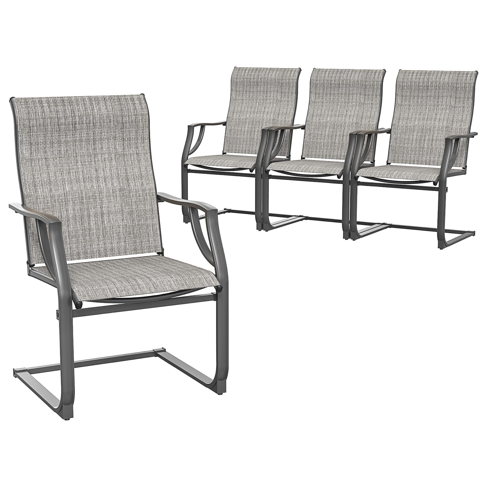 Amopatio Patio Chairs Set of 4, Outdoor Dining Chairs for All Weather, Breathable Garden Outdoor Furniture for Backyard Deck, Grey & White