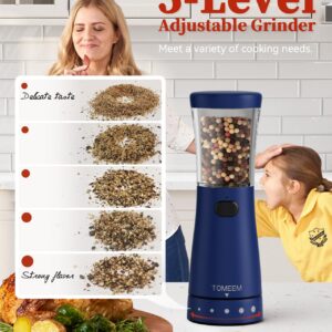 Electric Salt and Pepper Grinder Set with Storage Base, Stainless Steel Rechargeable Salt and Pepper Grinder Set with 4.5 oz Large Capacity, 1.8" Wide Mouth, Adjustable Coarseness, Ideal for Kitchen