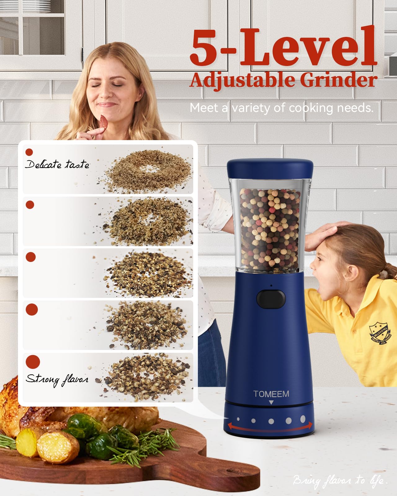 Electric Salt and Pepper Grinder Set with Storage Base, Stainless Steel Rechargeable Salt and Pepper Grinder Set with 4.5 oz Large Capacity, 1.8" Wide Mouth, Adjustable Coarseness, Ideal for Kitchen