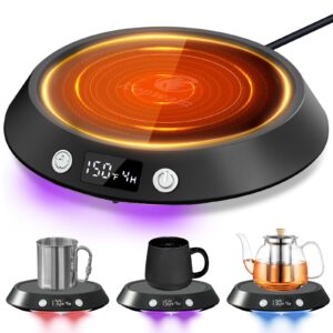 kepwam coffee mug warmer - 55w electric coffee warmer for desk 3 temp settings & 2-9 timer smart cup warmer for desk candle warmer plate with led lights beverage tea milk warmer for home & office