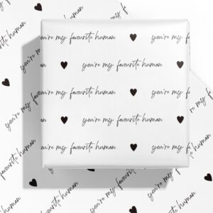 wrapaholic valentine's day wrapping paper sheet - 6 sheets you're my favourite human design folded flat for wedding, anniversary, birthday, party - 19.7 inch x 27.5 inch per sheet