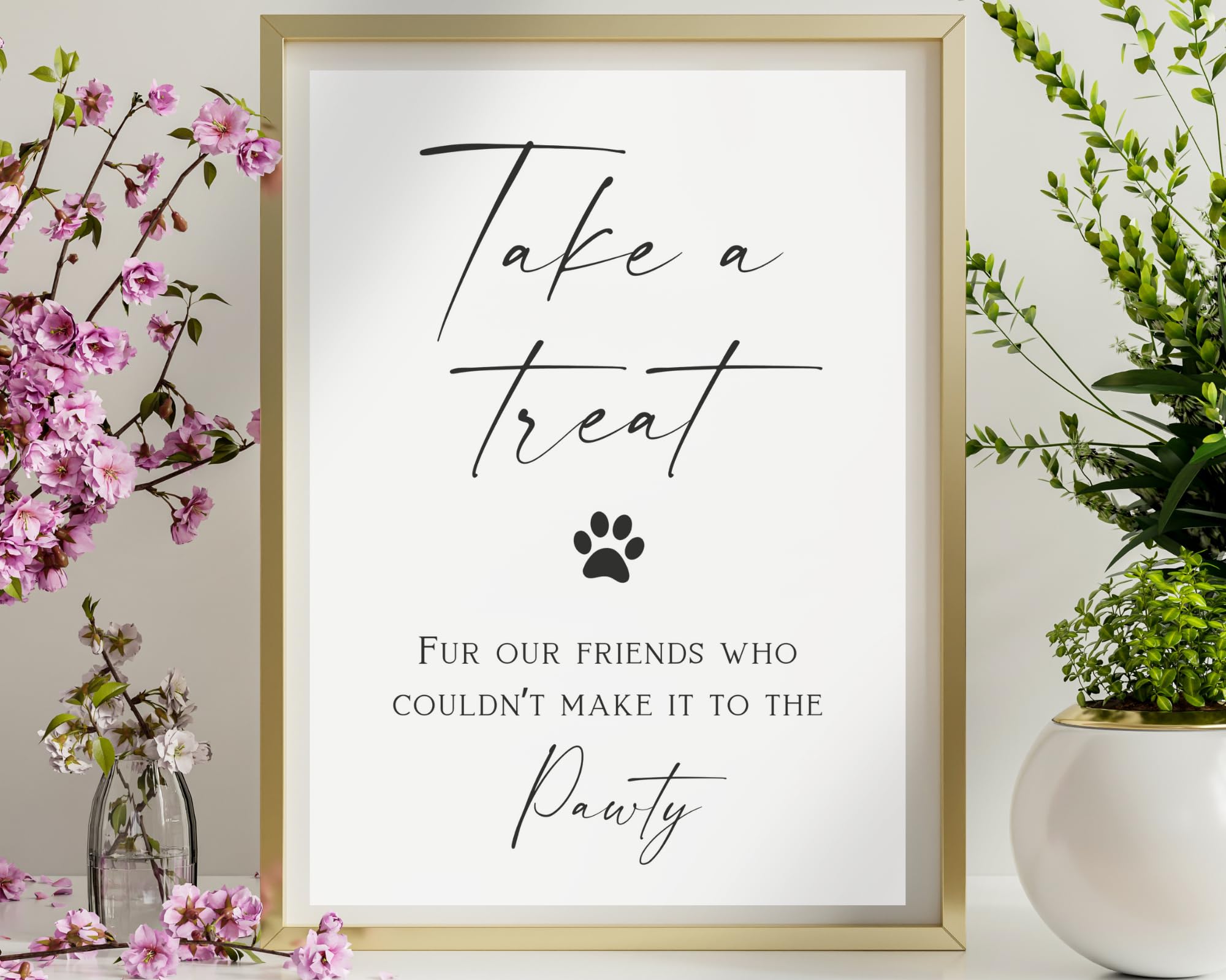 Take a Treat Doggie Bag Sign, Dog Wedding Decoration, Pet Favor Cat, Treat Reception Gift for Guests, Thank You Bridal Shower Supplies, Fur Our Friends Who Couldn't Come to The Pawty