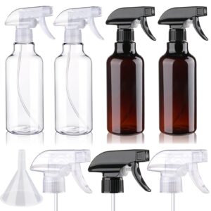 hethyo 4 pack plastic spray bottles empty spray bottle 16.9oz/500ml heavy duty spraying bottles mist/stream water bottle for cleaning solutions, essential oils, hair, cooking (2clear&2 brown)