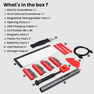 SHARDEN Mini Electric Screwdriver 3.7V Electric Precision Screwdriver Set, 52 in 1 Mini Power Screwdriver Cordless, S2 Steel Magnetic Electronic Repair Tool for PC Computer Laptop Phone Watch Jeweler