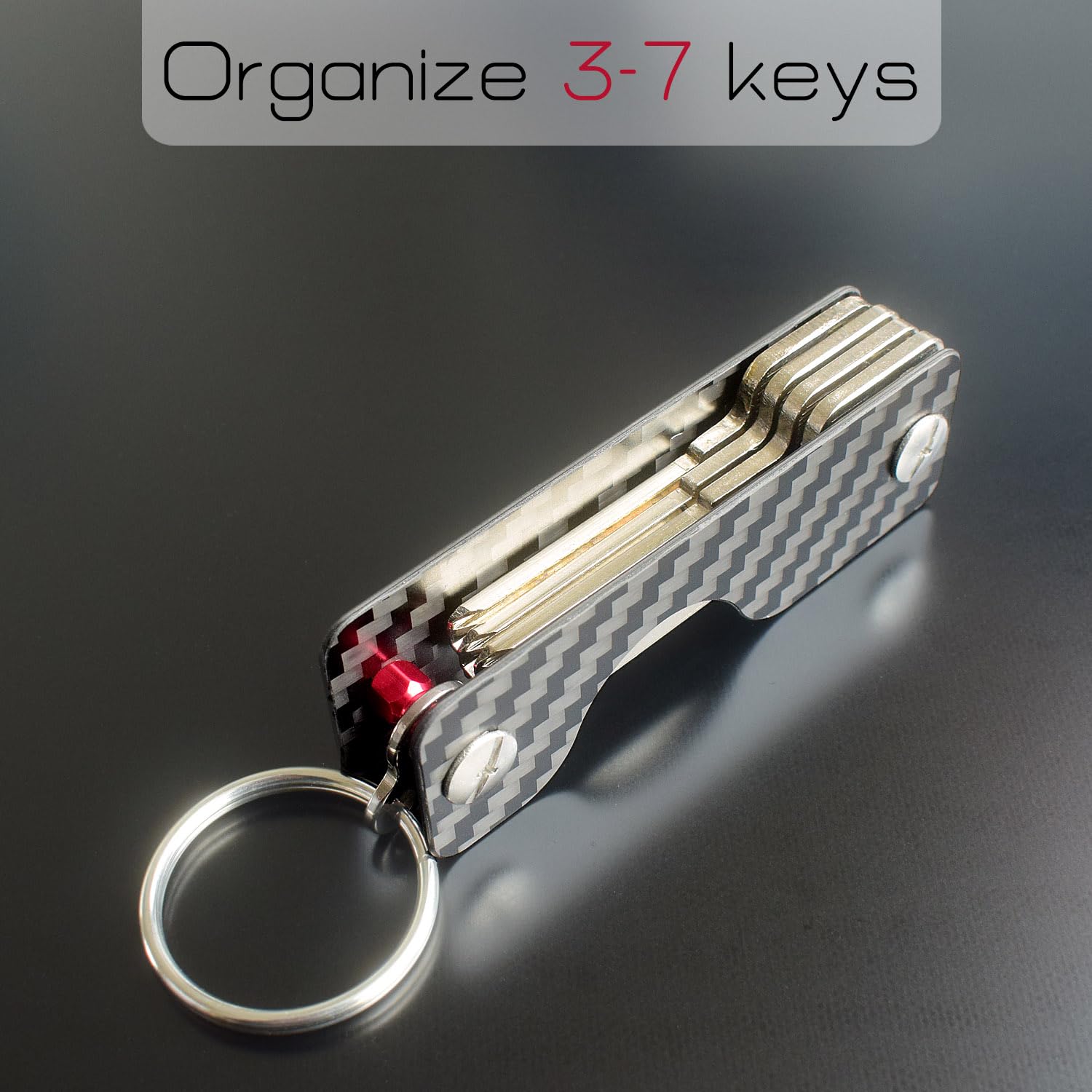 Leeuoe Carbon Fiber Key Organizer,Compact Key Holder,Minimalist Multikey Folding Keyholder(3-7 Keys)