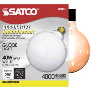 Satco S3011 40 Watt G40 Incandescent; Clear; 4000 Average Rated Hours; 300 Lumens; Medium Base; 120 Volt (12 Incandescent Light Bulbs)