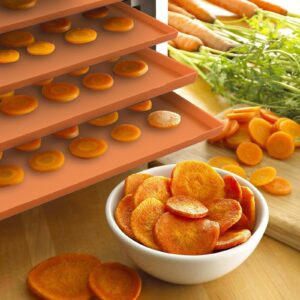 6 Pack Silicone Dehydrator Trays for Making Fruit Leather Compatible with Cosori CP267-FD, Non Stick Dehydrator Trays with Raised Edge Reusable Silicone Mats for Dehydrating Veggis Liquids Crackers