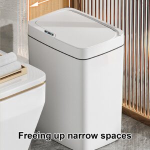 Yuehuam Automatic Bathroom Trash Can with Lid 4 Gallon Touchless Motion Sensor Plastic Trash Bin,IPX5 Waterproof Slim Smart Trash Can for Bedroom Home Office