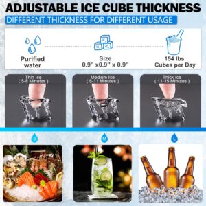 SmaketBuy Commercial Ice Maker Machine 150LBS/24H Stainless Steel Commercial Ice Maker Auto Operation 24LBS Storage 45 Cubes Freestanding Commercial Ice Cube Maker for Coffee Shop, Restaurant and Bar