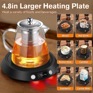 Kepwam Coffee Mug Warmer - 55W Electric Coffee Warmer for Desk 3 Temp Settings & 2-9 Timer Smart Cup Warmer for Desk Candle Warmer Plate with LED Lights Beverage Tea Milk Warmer for Home & Office