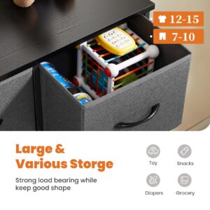 Sweetcrispy 9 Drawers Dresser for Bedroom, Kidsroom Furniture, Tall Chest Tower, Storage Organizer Units for Clothing, Closet, Fabric Bins, Wood Top, Steel Frame, Lightweight, Assemble Tools Include