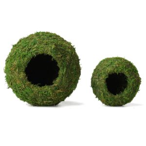 USMOLA Mossy Caves, Artificial Green Moss Caves Hide for Pet Reptile Frogs and Snakes, Terrarium & Vivarium Decor, Crested Gecko Tank Decor (4" - Woodland Green)