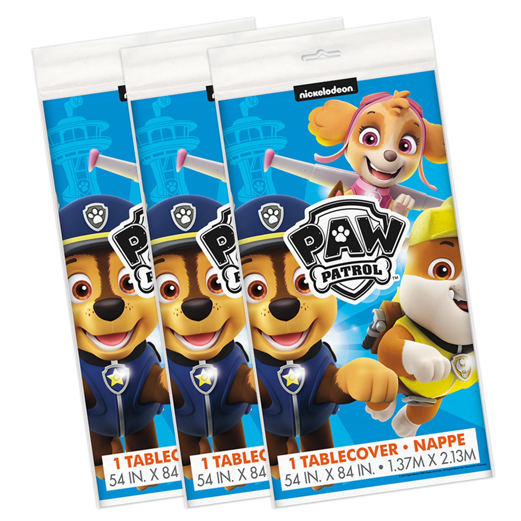 Unique Paw Patrol Birthday Decorations - Rectangular Plastic Tablecloth (Pack of 3) & Sticker