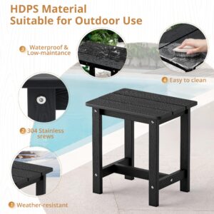 LUE BONA Outdoor Side Table, HDPS Small Outdoor Table, Adirondack Side Table, Outside End Table for Patio, Porch, Deck, Pool, Weather Resistant/Easy Maintenance/Indoor or Outdoor Use, Black