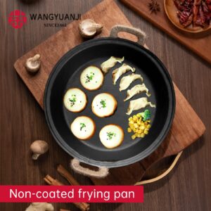 WANGYUANJI Cast Iron Skillet, Heavy-Duty & Large Pan, 14.2-Inch Dual Assist Handles Cast Iron Pan,Oven Safe Cookware - For Indoor/Outdoor, Grill, Stovetop Use(Black)