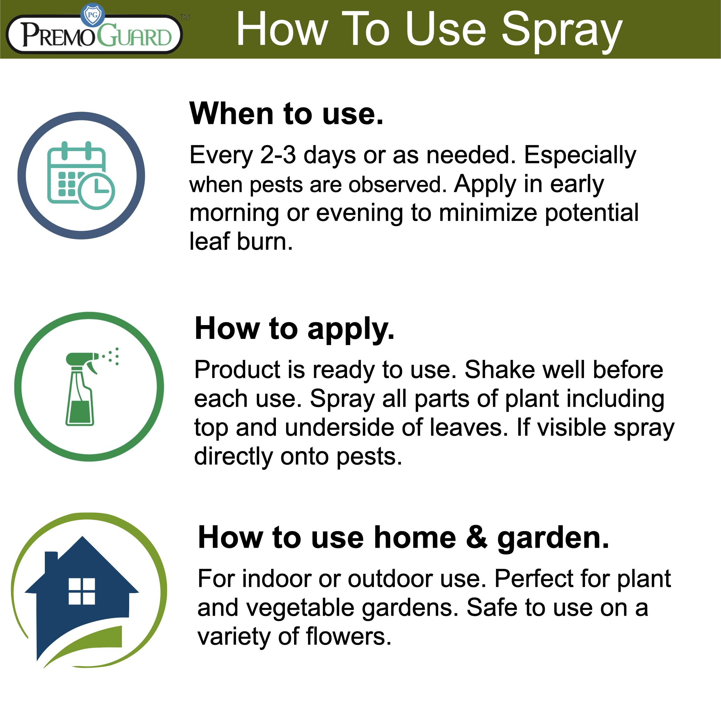 Plant & Garden Pest Control by Premo Guard - 32 oz - Insect & Disease Control for Organic Gardening - Effective Natural Plant Based Formula for Inside & Outside Plants