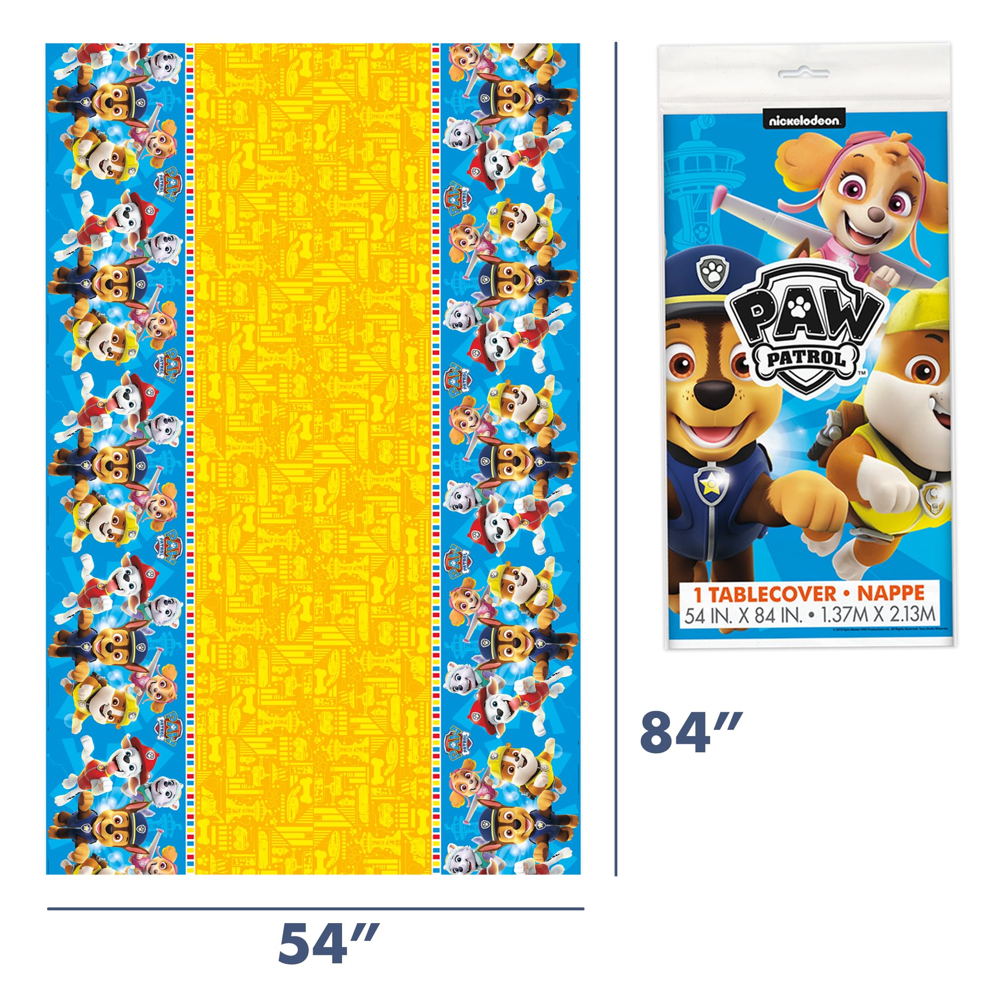 Unique Paw Patrol Birthday Decorations - Rectangular Plastic Tablecloth (Pack of 3) & Sticker