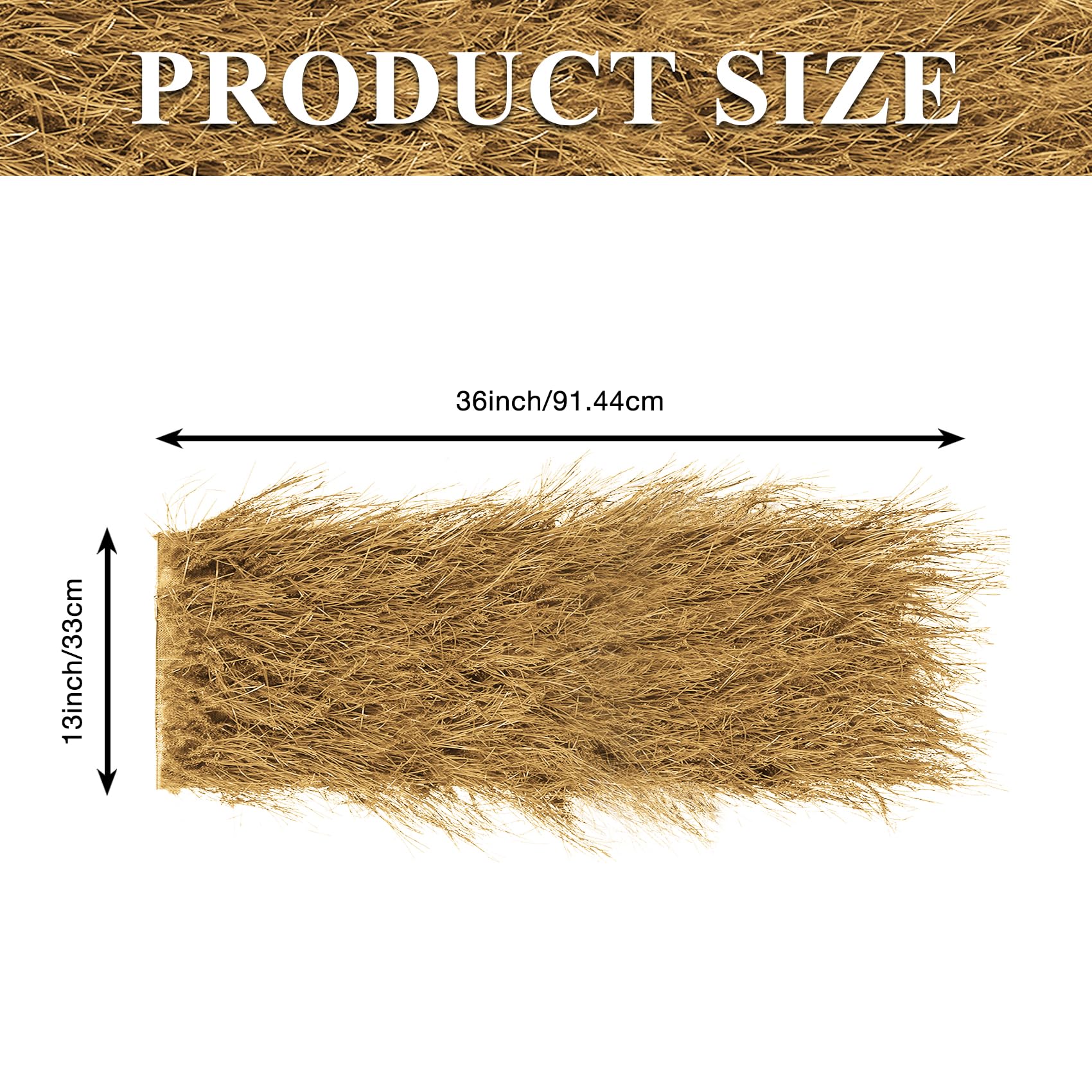 XLX TURF Faux Thatch Straw Table Runner 13 X 36 Inch, Yellow Grass Hay Table Centerpiece Decorations for Western Cowboy Birthday Thanksgiving Party, Hunting Theme, Home DIY Crafts