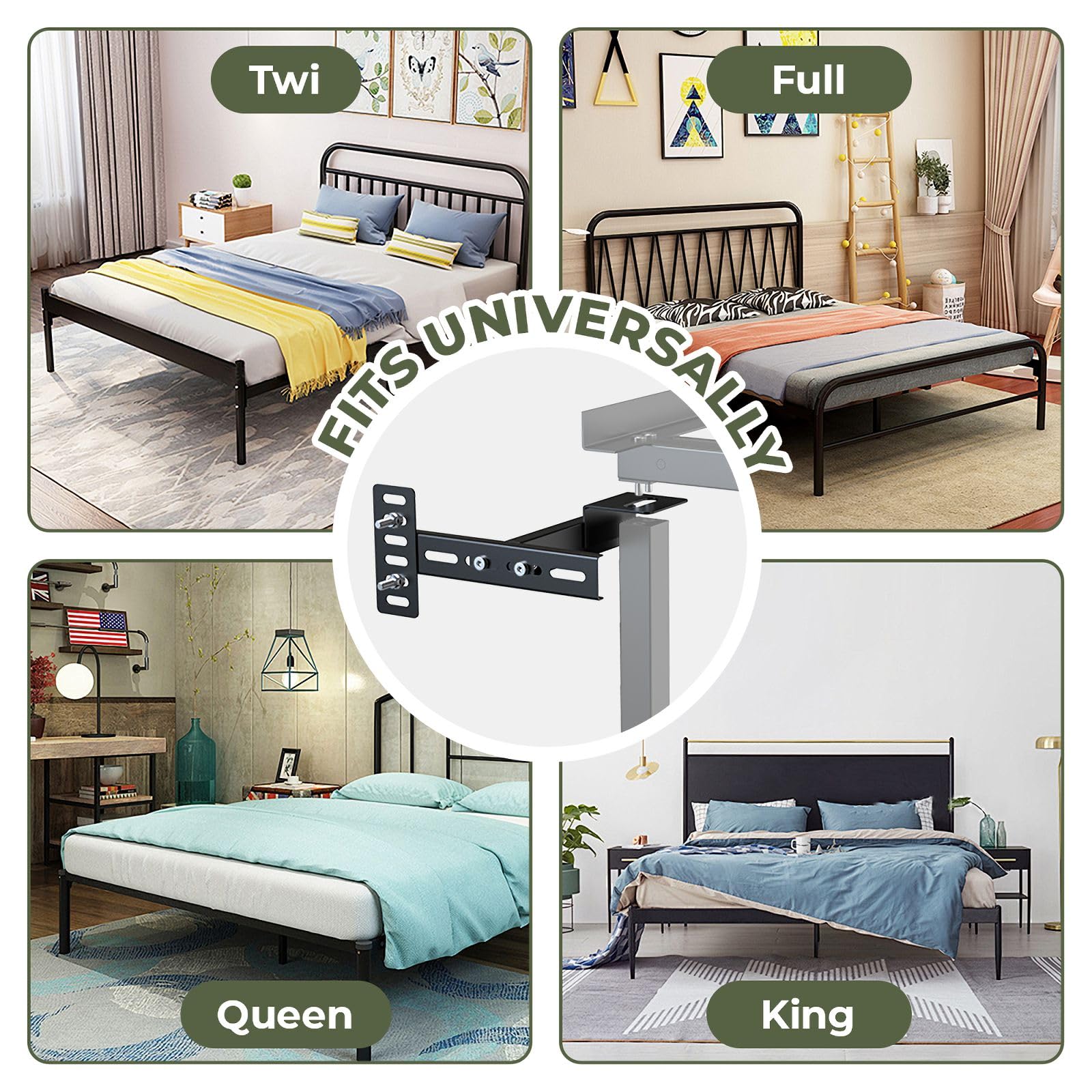 Ruiru Bro Headboard Brackets,Headboard Brackets for Adjustable Bed Base,Universal Headboard Brackets,Black Headboard Attachment Kit for Twin/King/Queen/Full Size Bed Frame