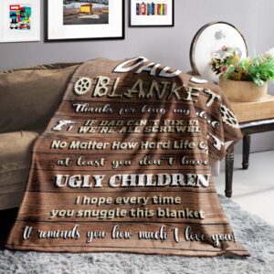 Dad Birthday Gift from Daughter, Christmas Birthday Gifts for Dad from Son, Fathers Day Presents for Dad from Kids, Best Dad ever Gift, Cool Gifts for Daddy Who Wants Nothing, Dad Throw Blanket 60X50