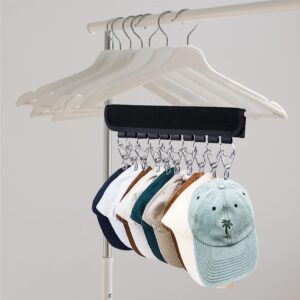 CATCHLUCK Hat Organizer Hat Rack for Baseball Caps Wall Hat Racks Baseball Cap Organizer Holder for Hanger 10 Clip Hanger Hat Holder for Closet Winter Hat Storage Accessories, Black