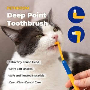 PETHROOM] Micro Tiny Pet Toothbrush for Small Cats and Dogs | Round Shaped Head with Ultra Soft Bristle for Deep Cleaning Dental Care